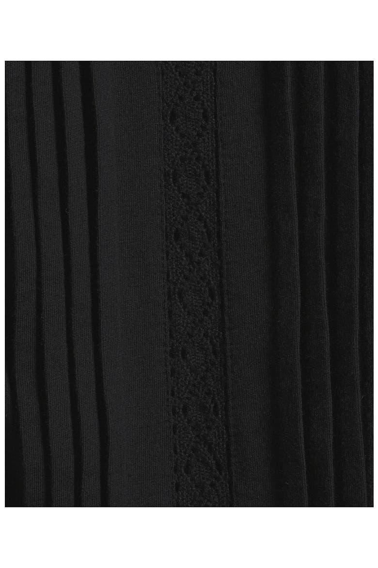 Lightweight Jersey Lace Mix Long Sleeve Pintuck Top, Alternate, color, Black