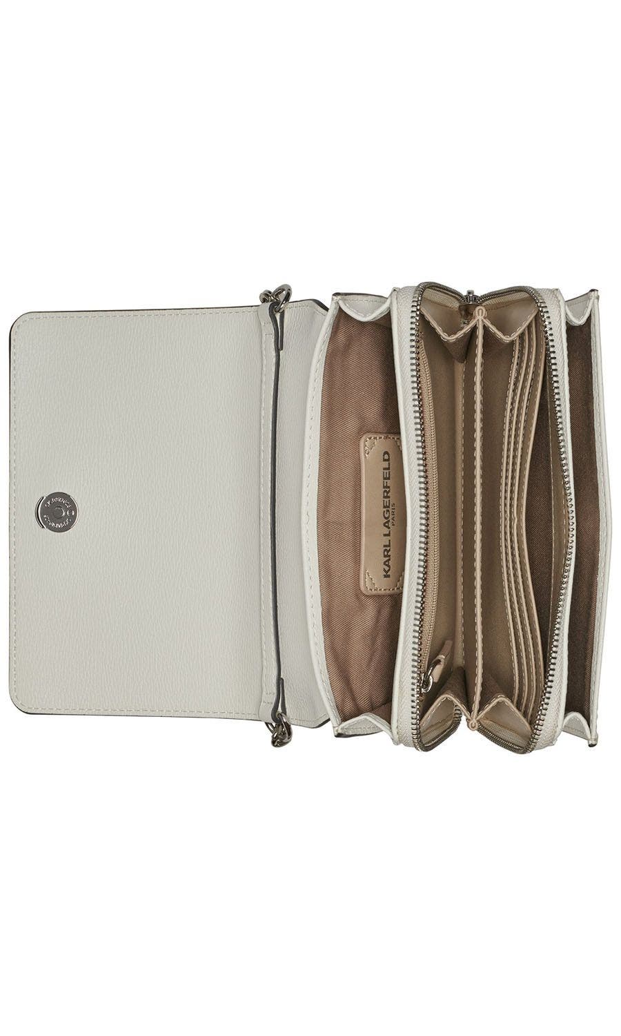 KARL LAGERFELD PARIS Lourdes Crossbody, Alternate, color, Winter White/Silver