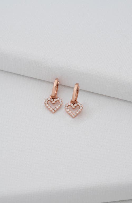 Ted Baker Amora Halo Heart Huggie Earrings In Rose Gold Tone/clear Crystal