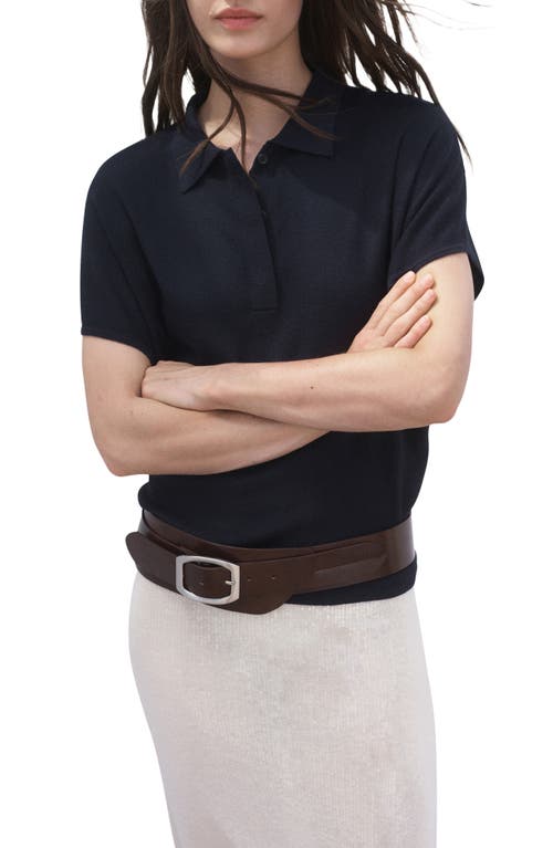 Mango Polo Sweater In Blue