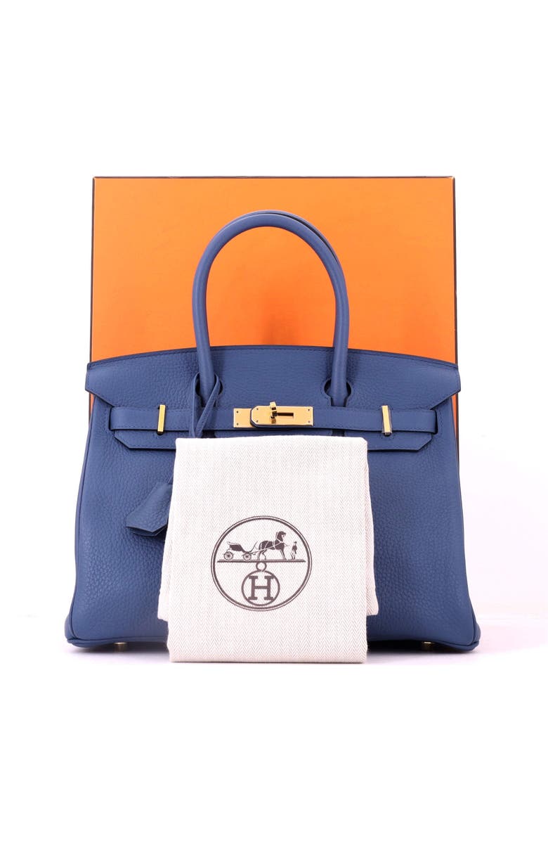 Pre-Owned Hermes Birkin Handbag Blue Clemence with Gold Hardware 30, Alternate, color,