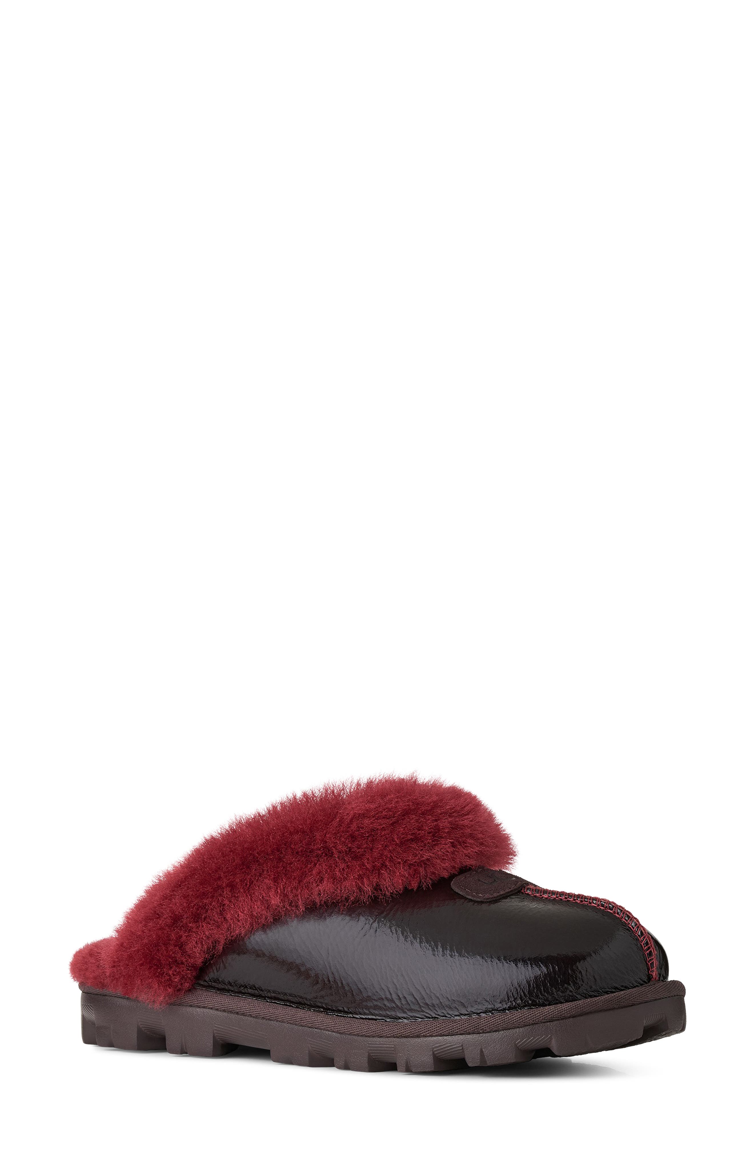 Coquette Crinkle Leather Slipper, Main, color, DARK CARAMEL