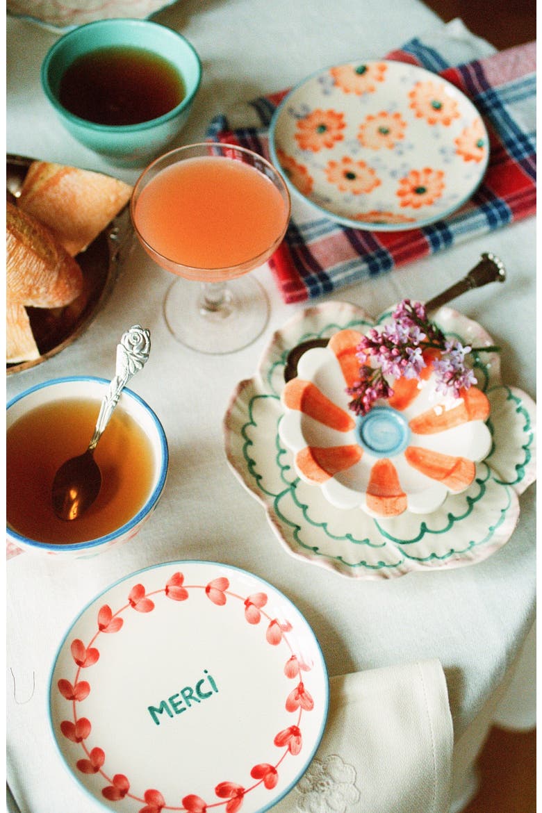 Set of 4 Hand-Painted Ceramic Cake Plates, Alternate, color, MULTI