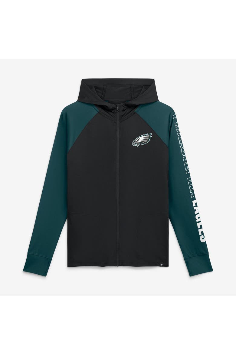 Women's Fanatics Black/Midnight Green Philadelphia Eagles Cornerback Blitz​ Raglan Full-Zip Hoodie, Main, color, Black