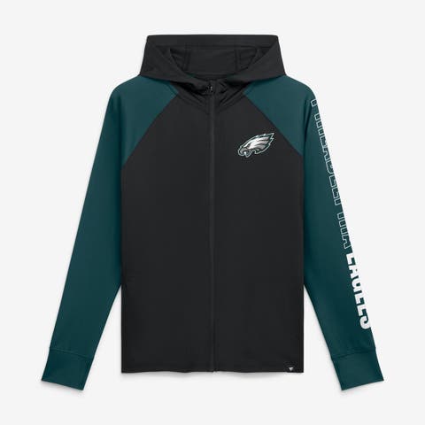 Women's Fanatics Black/Midnight Green Philadelphia Eagles Cornerback Blitz​ Raglan Full-Zip Hoodie