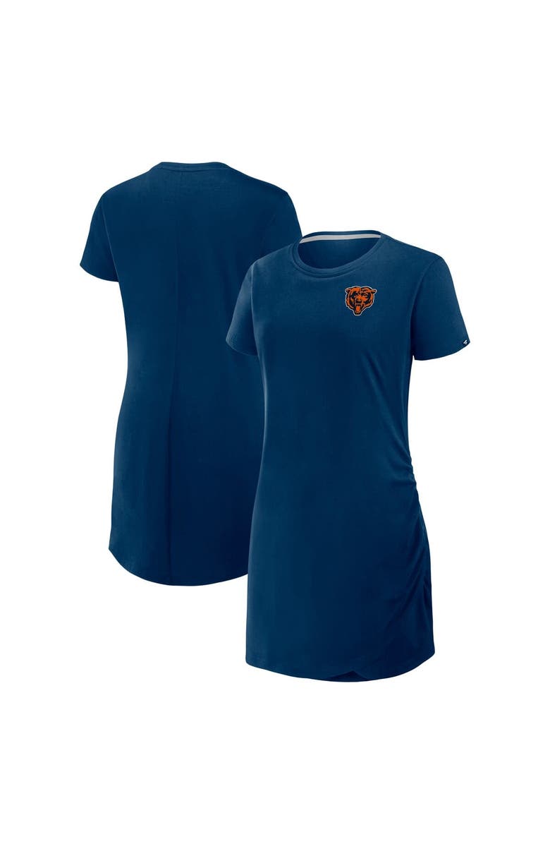 FANATICS Women's Fanatics Navy Chicago Bears Ruched Drape T-Shirt Dress, Main, color, Navy