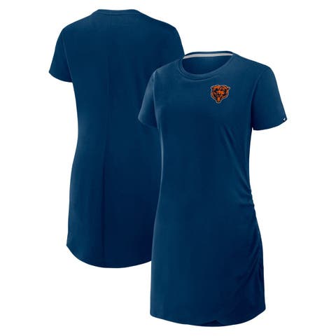 Women's Fanatics Navy Chicago Bears Ruched Drape T-Shirt Dress