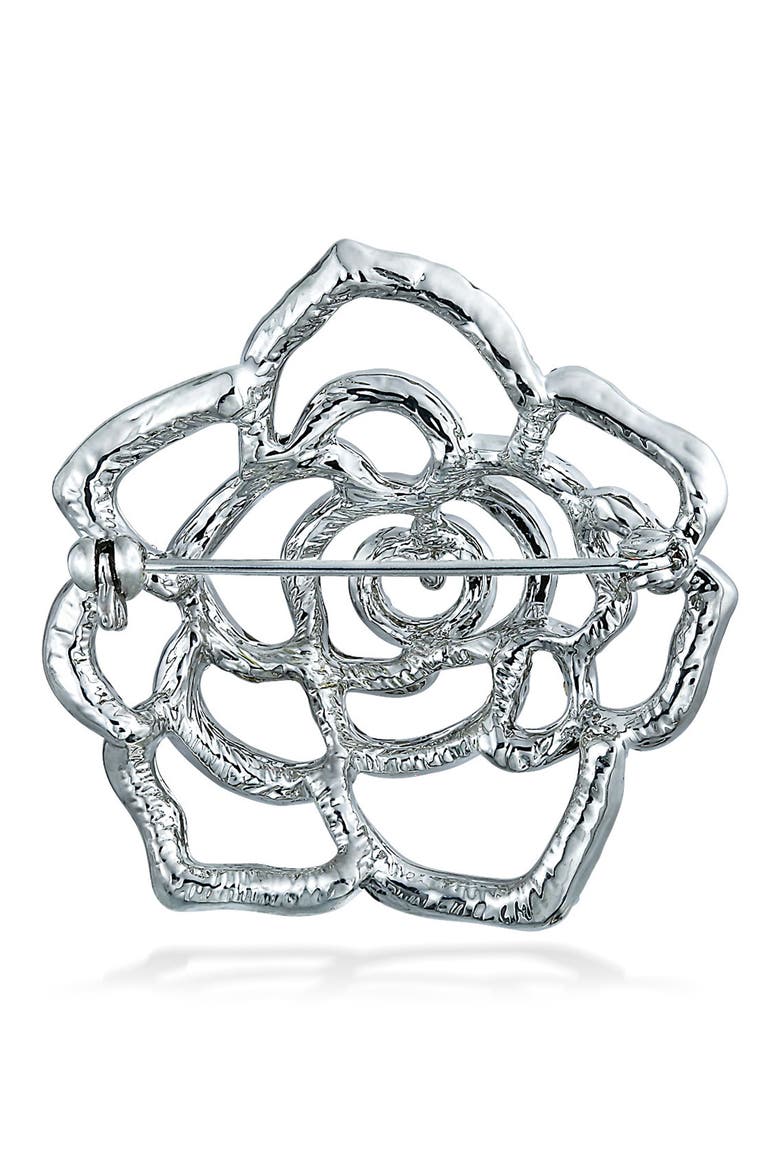 Large Bridal Flower Shape Pin, Alternate, color, CLEAR