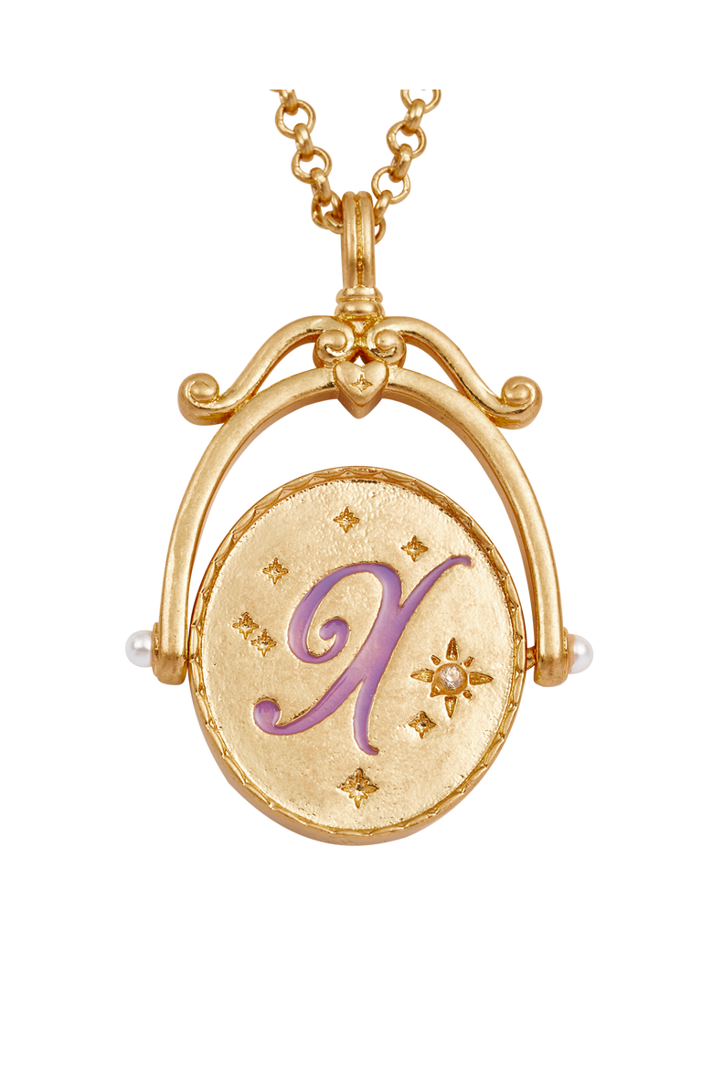 X Initial Xeranthemum Gold Spinner Chain Necklace, Alternate, color, Gold