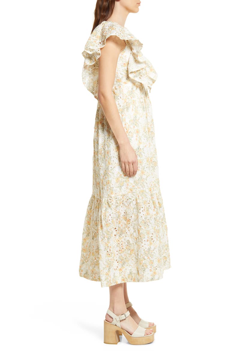 Opposites Floral Eyelet Dress, Alternate, color, YELLOW