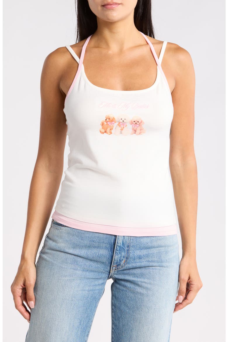 Besties Puppies Layered Tank Top, Main, color, COCONUT MILK PINK
