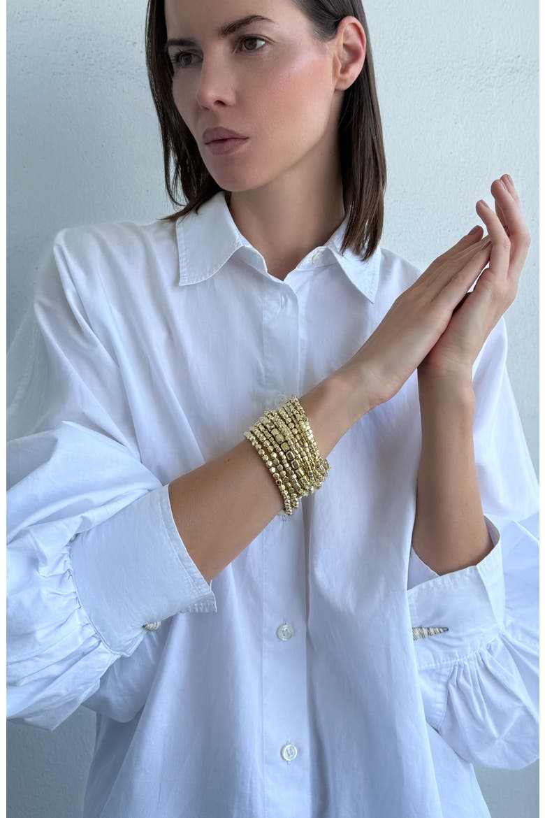 Set of 10 Beaded Stretch Bracelets, Alternate, color, GOLD