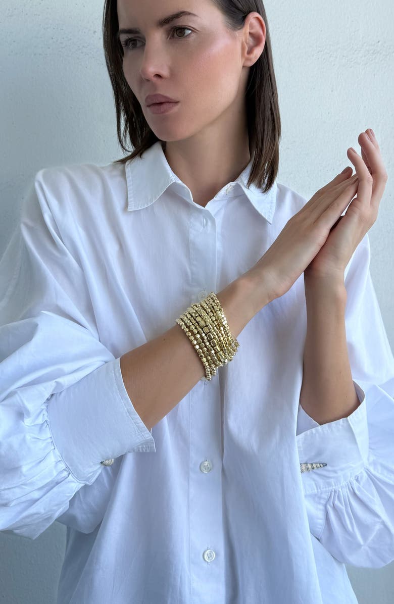 Adornia Set of 10 Beaded Stretch Bracelets, Alternate, color, Gold