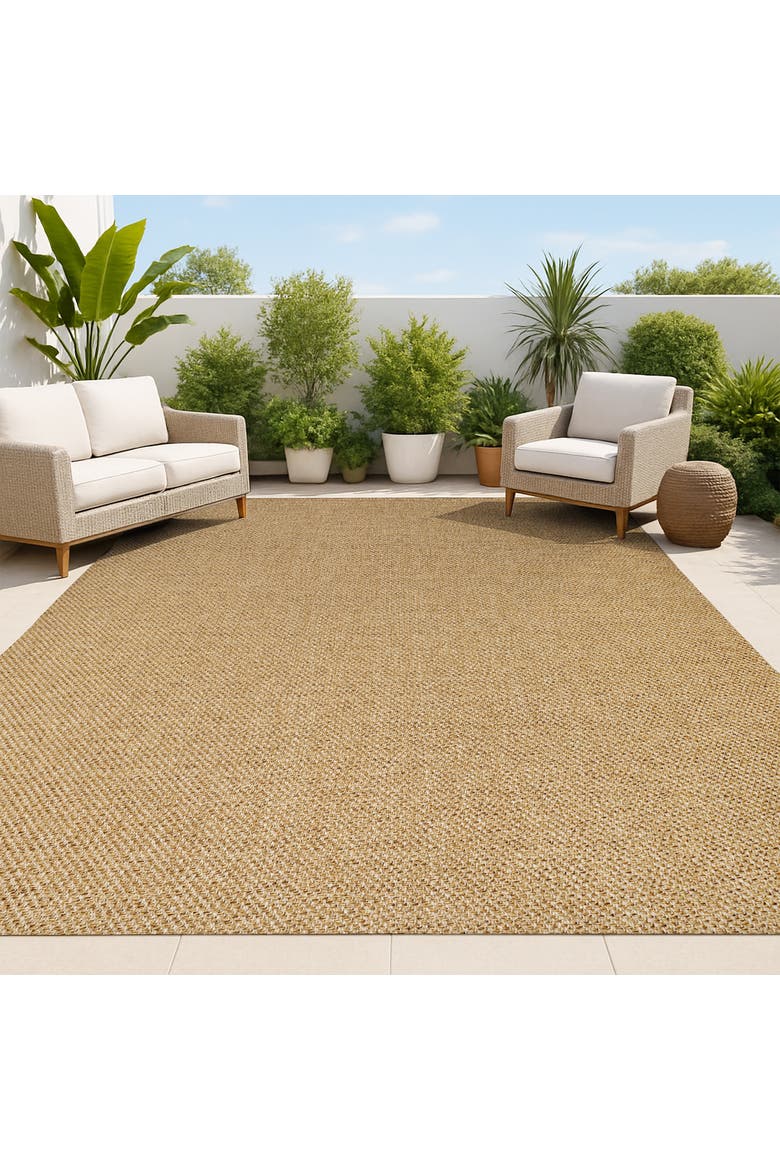 Solana Boho Easy Jute Rustic Solid Indoor/Outdoor Area Rug, Main, color, Natural