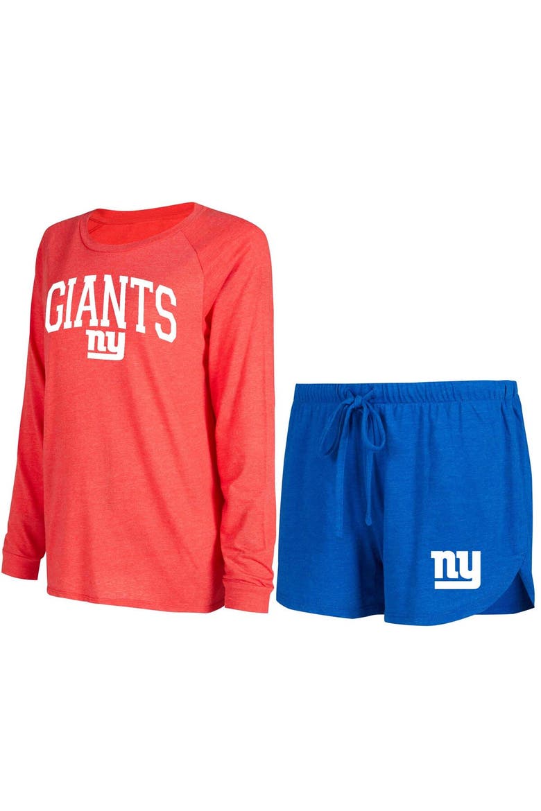 Women's Concepts Sport Royal/Red New York Giants Raglan Long Sleeve T-Shirt & Shorts Lounge Set, Main, color, Royal