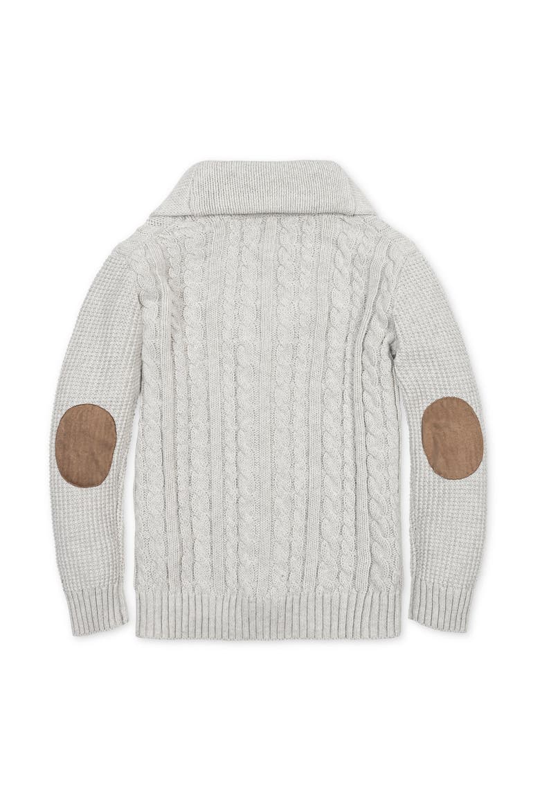 Kids' Organic Shawl Collar Cable Sweater Cardigan, Alternate, color, Light Gray Heather Cable