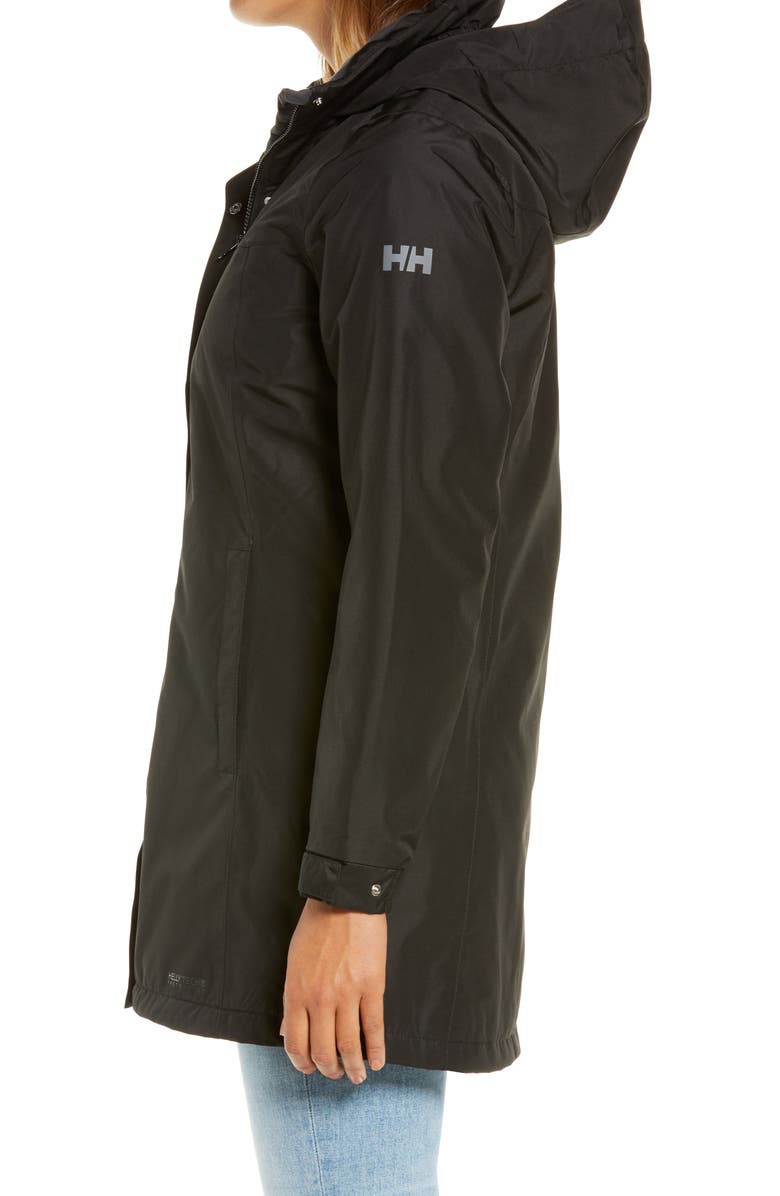 Helly Hansen Aden Hooded Waterproof Insulated Rain Jacket, Alternate, color, Black