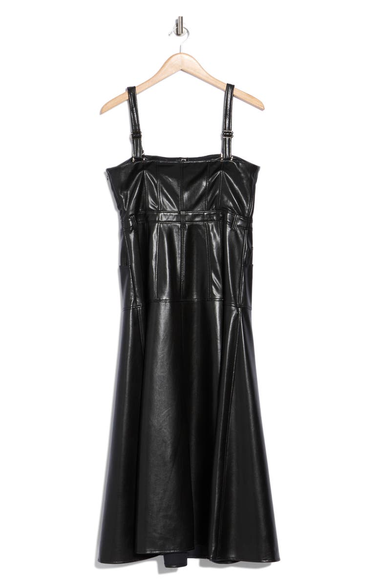 Cinq à Sept Veena Faux Leather Fit & Flare Midi Dress, Alternate, color, Black
