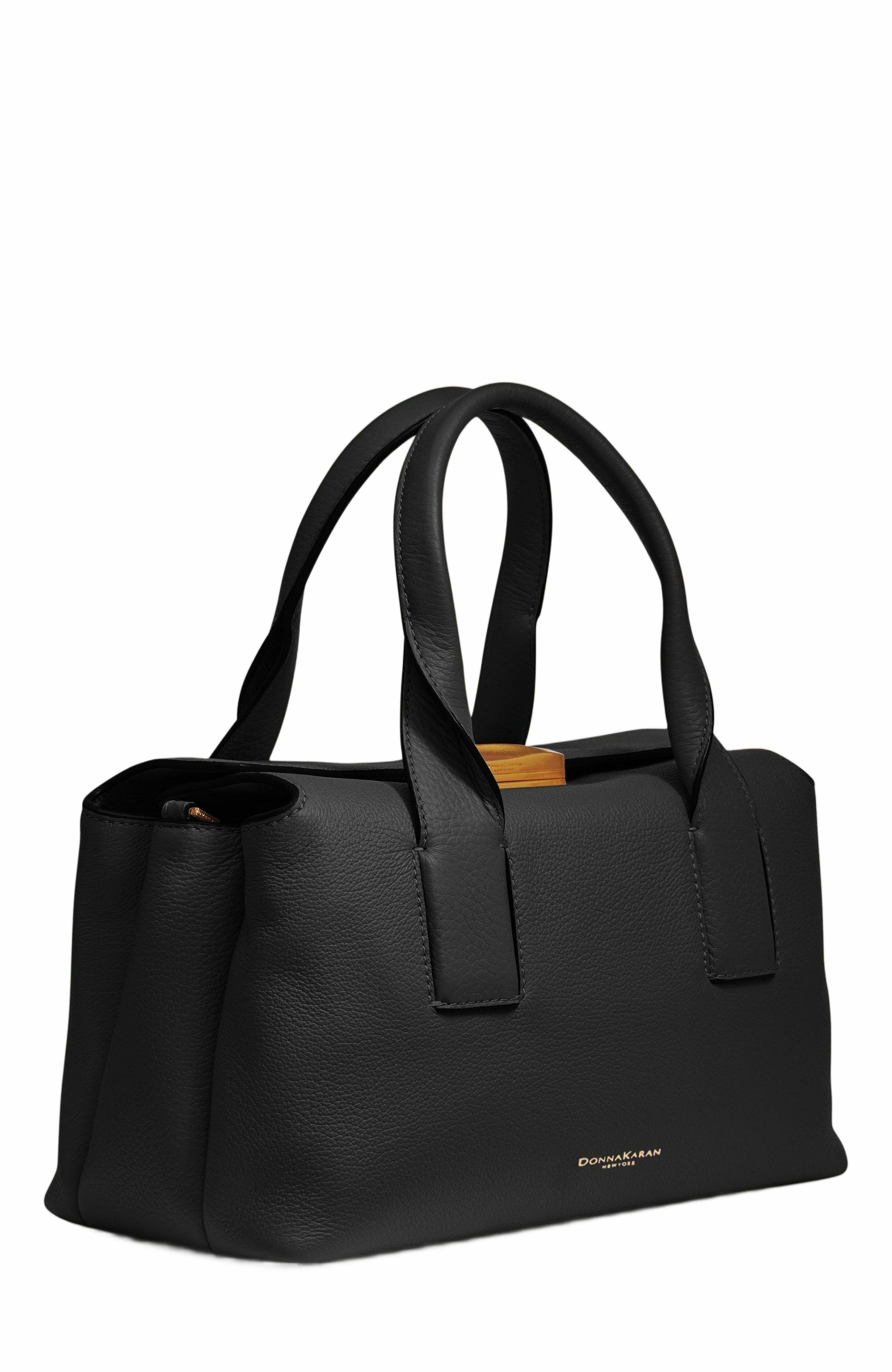 DONNA KARAN Amagansett Satchel, Alternate, color, Black/Gold