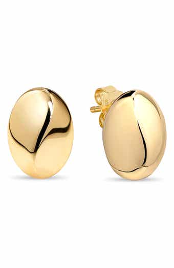 DEVATA Beveled Dome Stud Earrings
