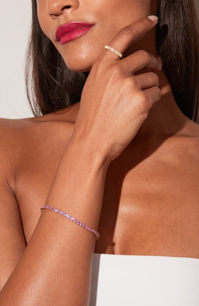 Aurate New York Lab Grown Pink Sapphire Tennis Bracelet, Alternate, color, Pink Sapphire