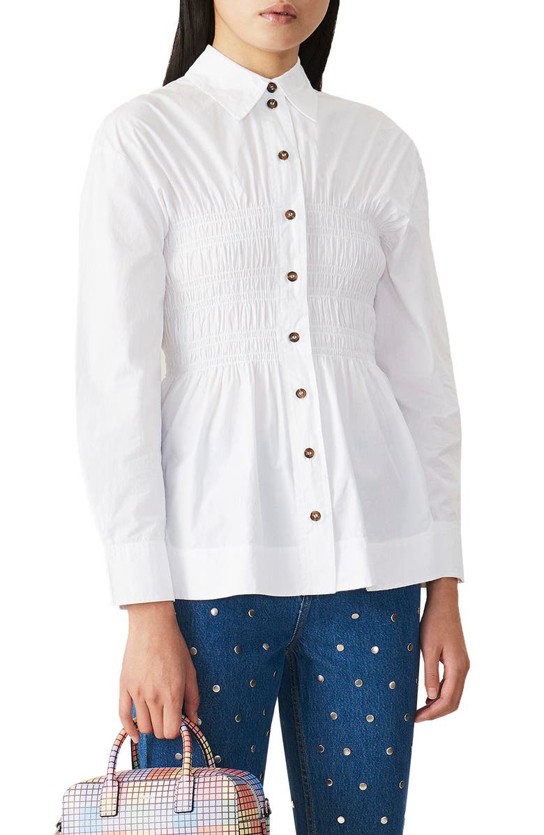 Ganni Organic Cotton Poplin Shirt, Main, color, 