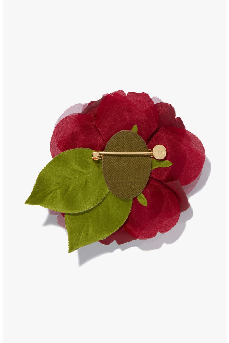 The Small Red Rose Floral Brooch, Alternate, color, Red