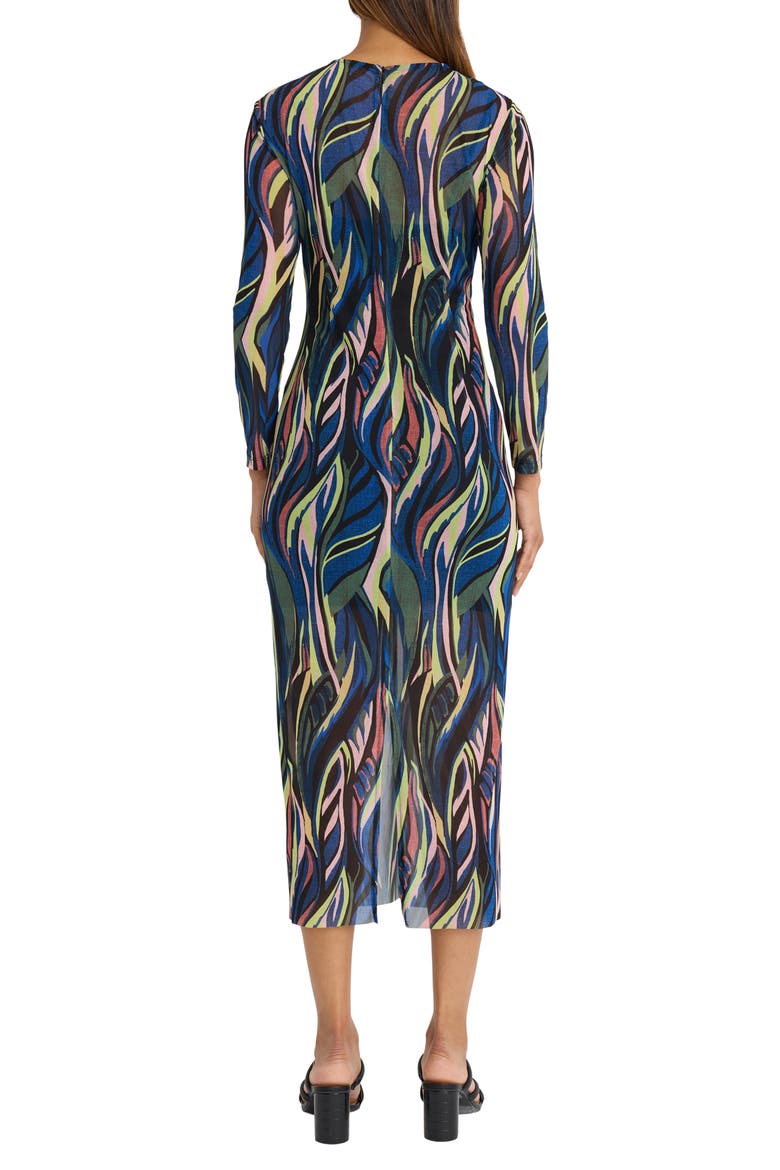 Long Sleeve Maxi Dress, Alternate, color, BLUE/ ORANGE