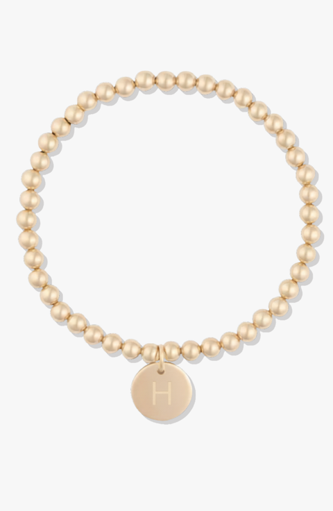 Classic Initial Coin 14k Gold Filled Bead Bracelet