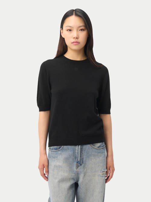Gobi Mongolian Cashmere Elbow-length Sleeve Cashmere Sweater In Black