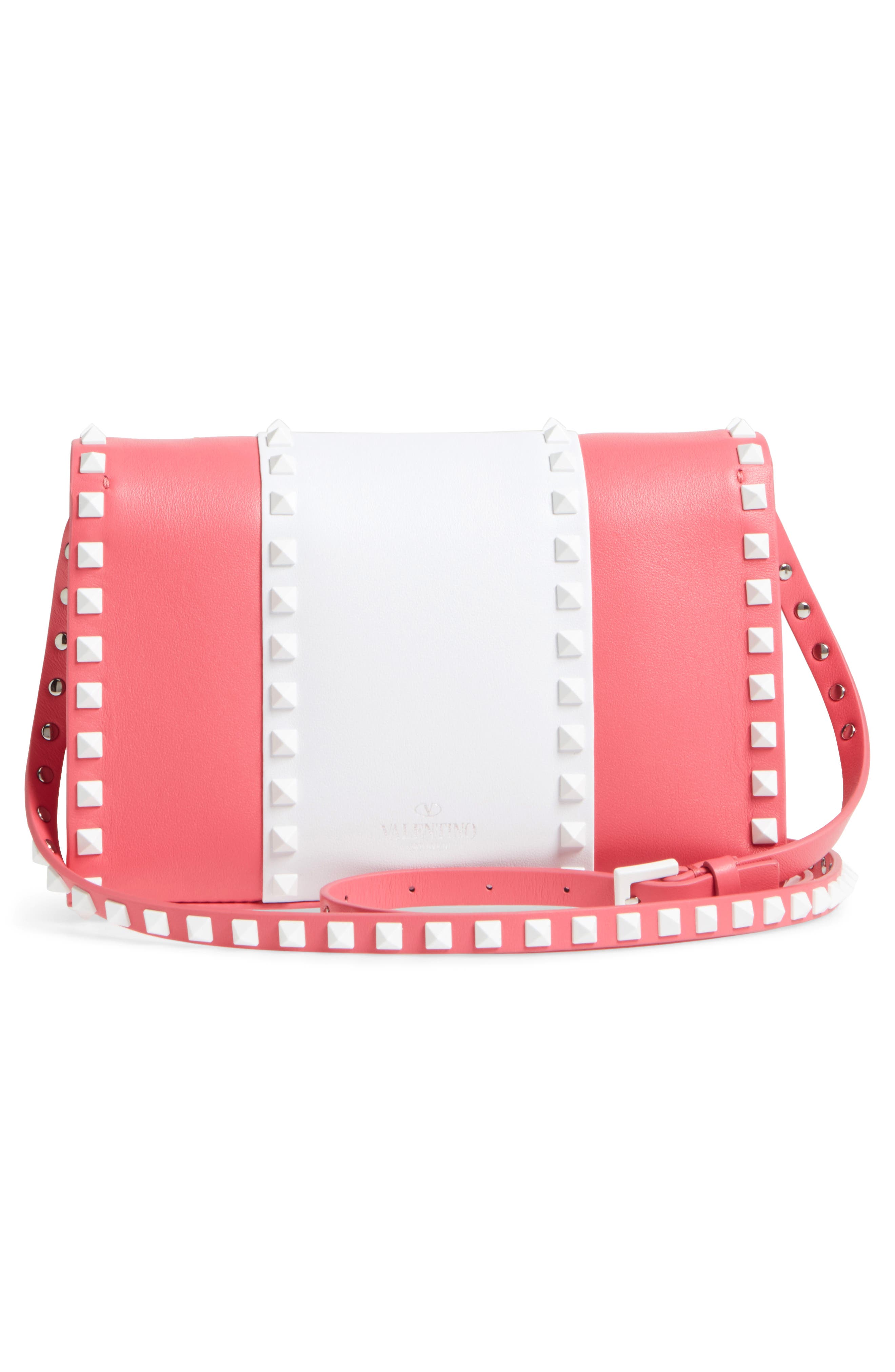 Valentino Garavani Rockstud Colorblock Leather Shoulder/Crossbody Bag, Alternate, color, 