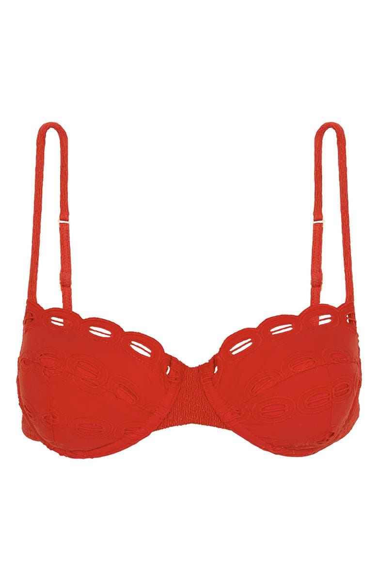ViX Paula Hermanny Naya Nissi Cotton Eyelet Underwire Bikini Top, Alternate, color, Red