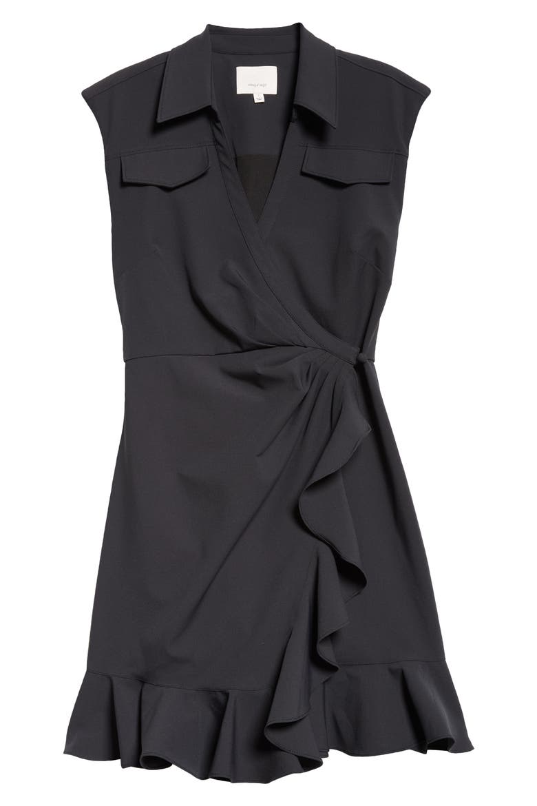 Zenni Ruffle Sleeveless Wrap Dress, Alternate, color, BLACK