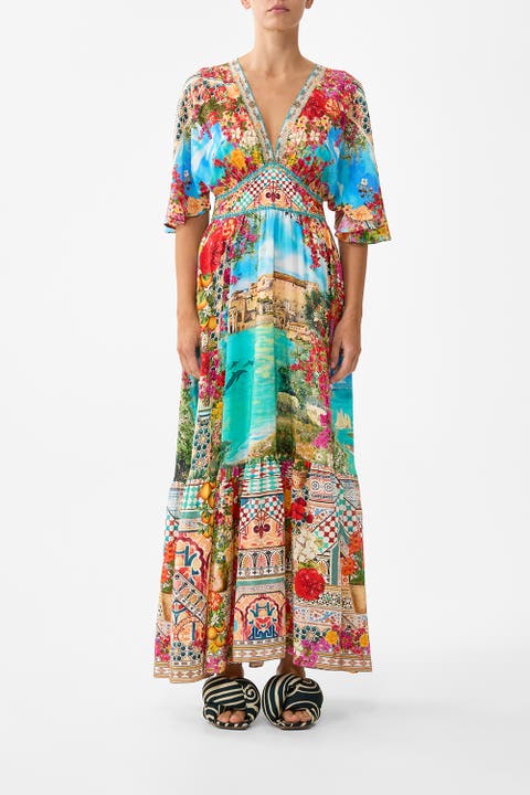 Waisted Dress With Hem Ruffle