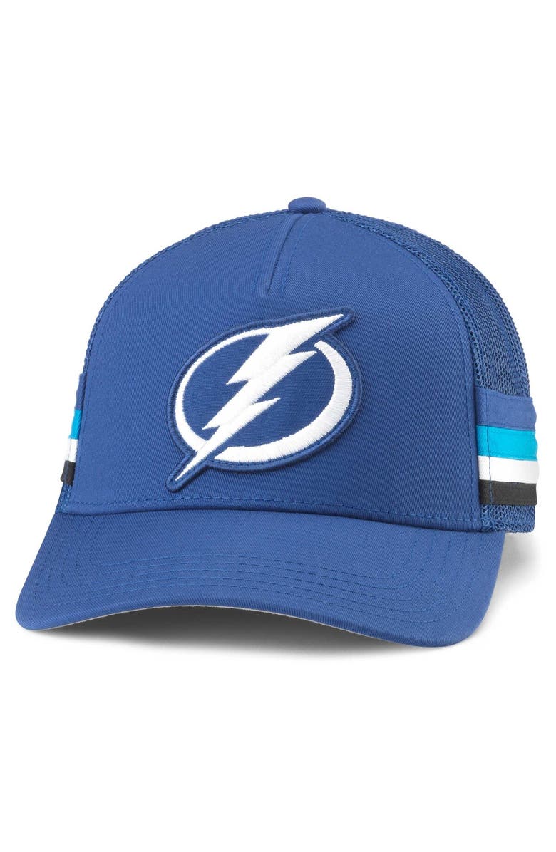American Needle Men's American Needle Blue Tampa Bay Lightning HotFoot Stripes Trucker Adjustable Hat, Main, color,