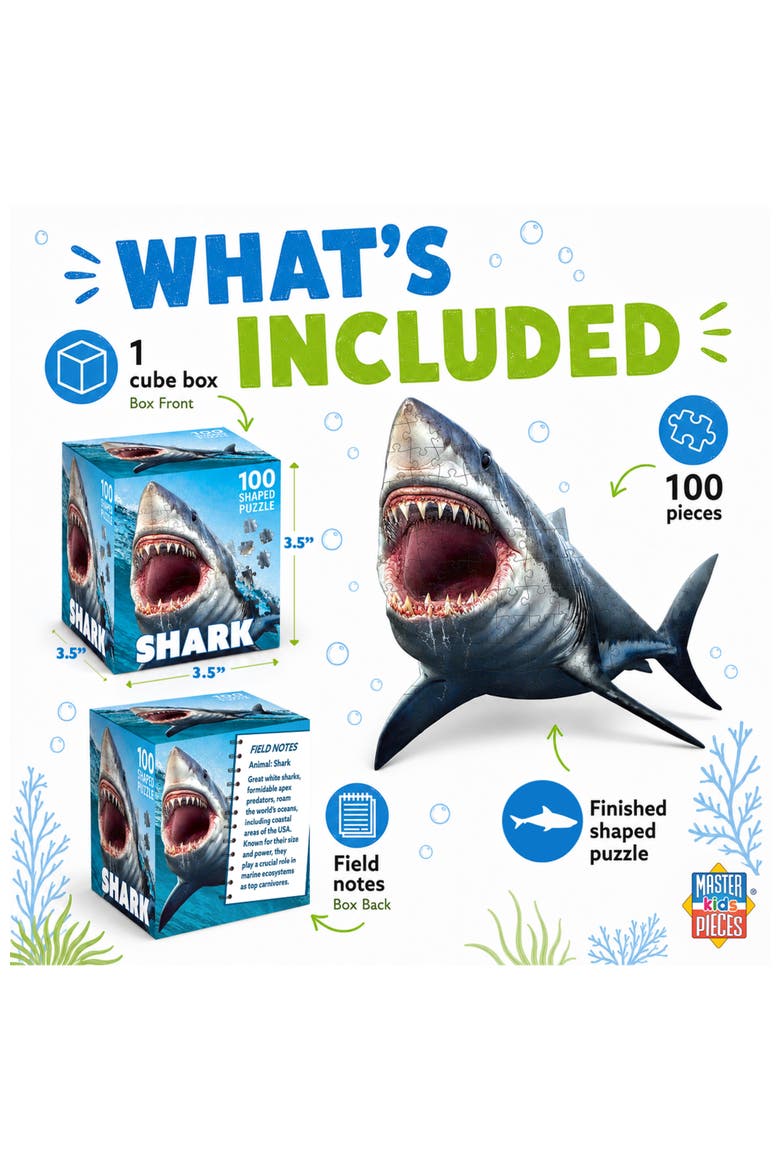 Shark 100 Piece Shaped Jigsaw Puzzle, Alternate, color, Multicolor