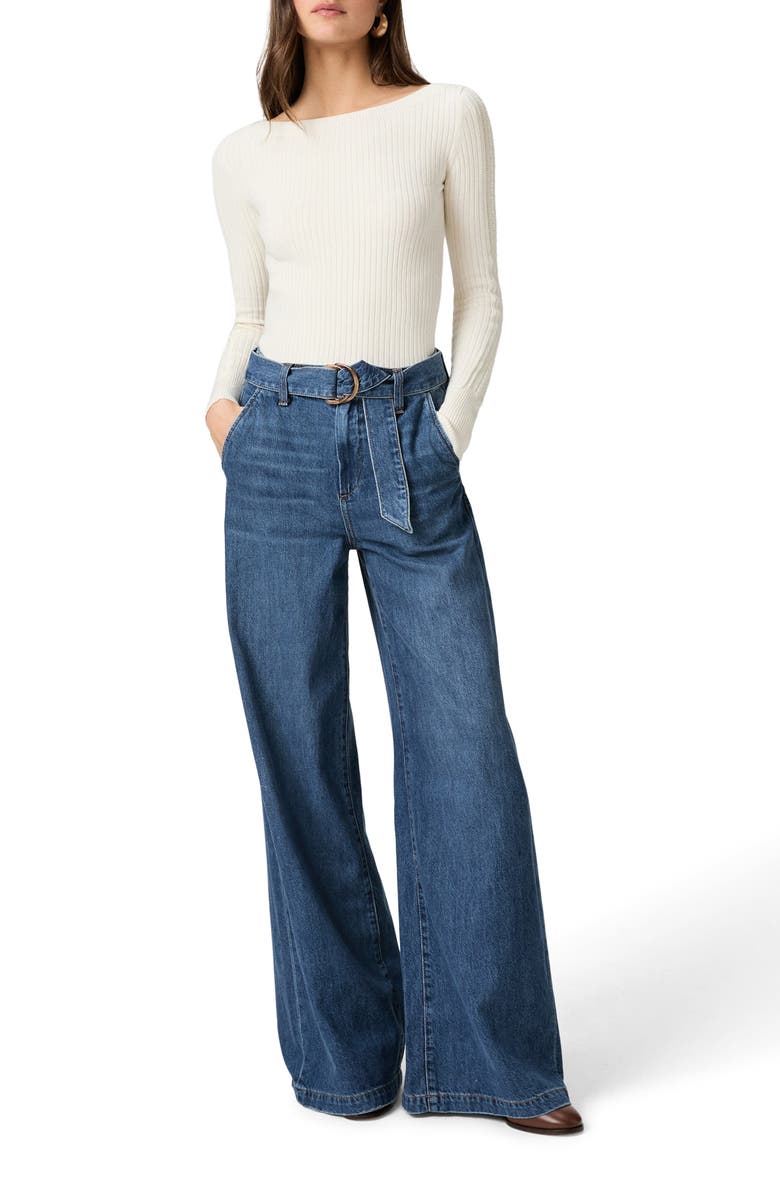 PAIGE Cameron High Waist Wide Leg Belted Jeans, Alternate, color, Altitude