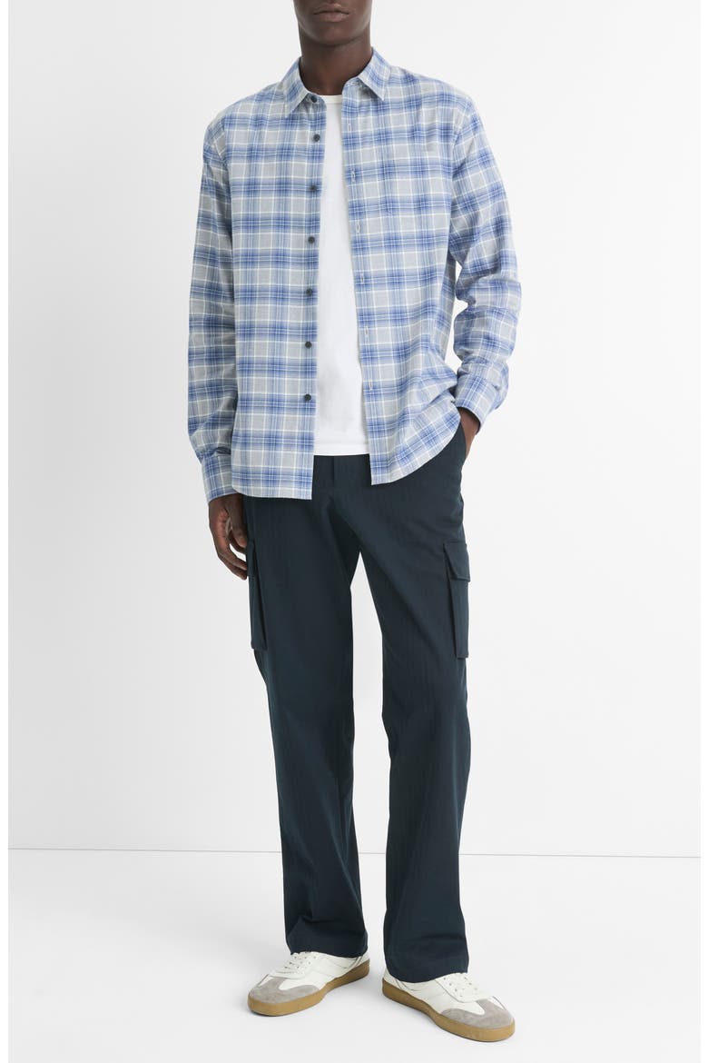 Vineyard Plaid Button-Up Shirt, Alternate, color, LT IRON/ FADED COBALT