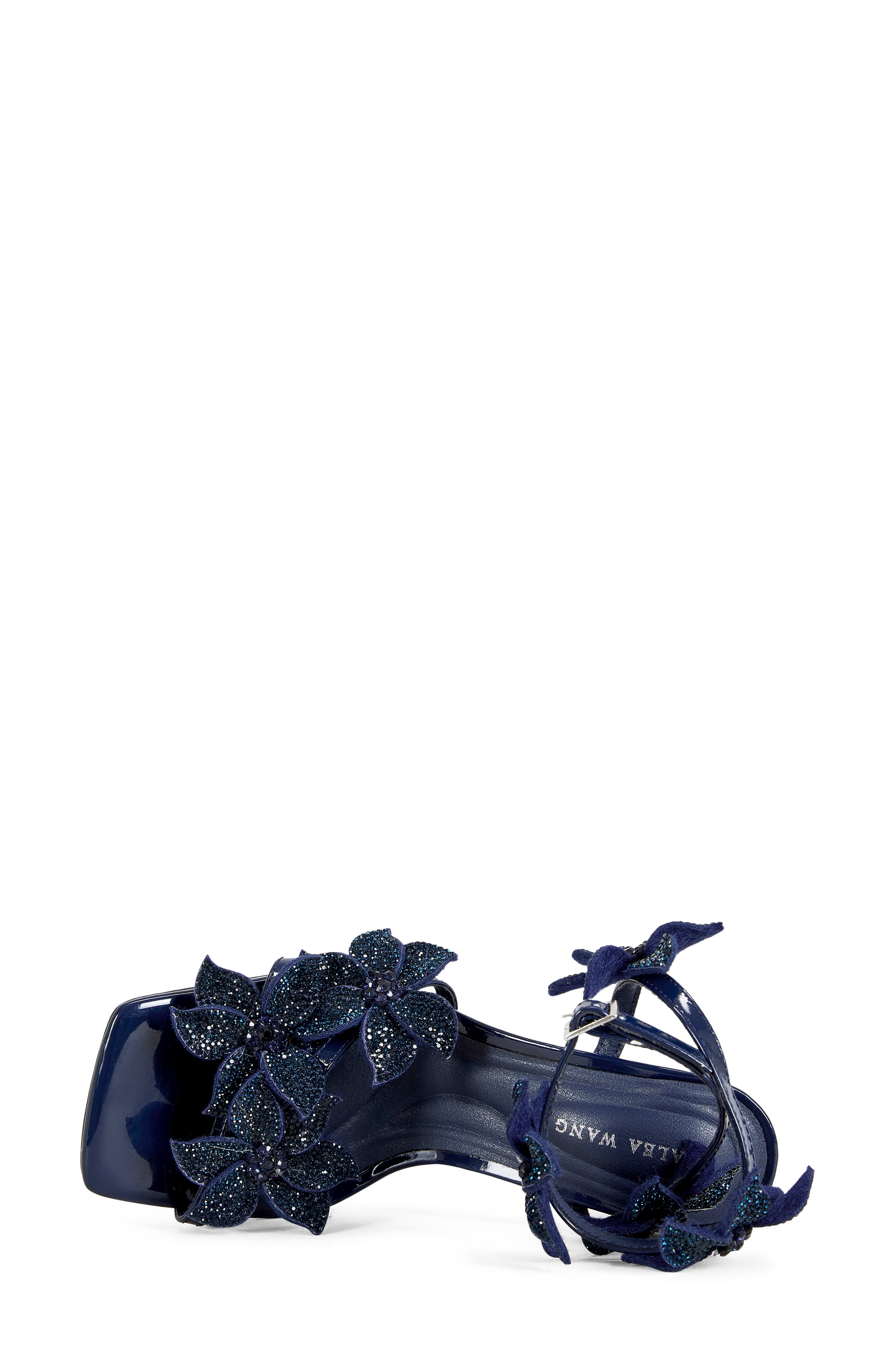 AZALEA WANG Romi Floral Ankle Strap Sandal, Alternate, color, Navy