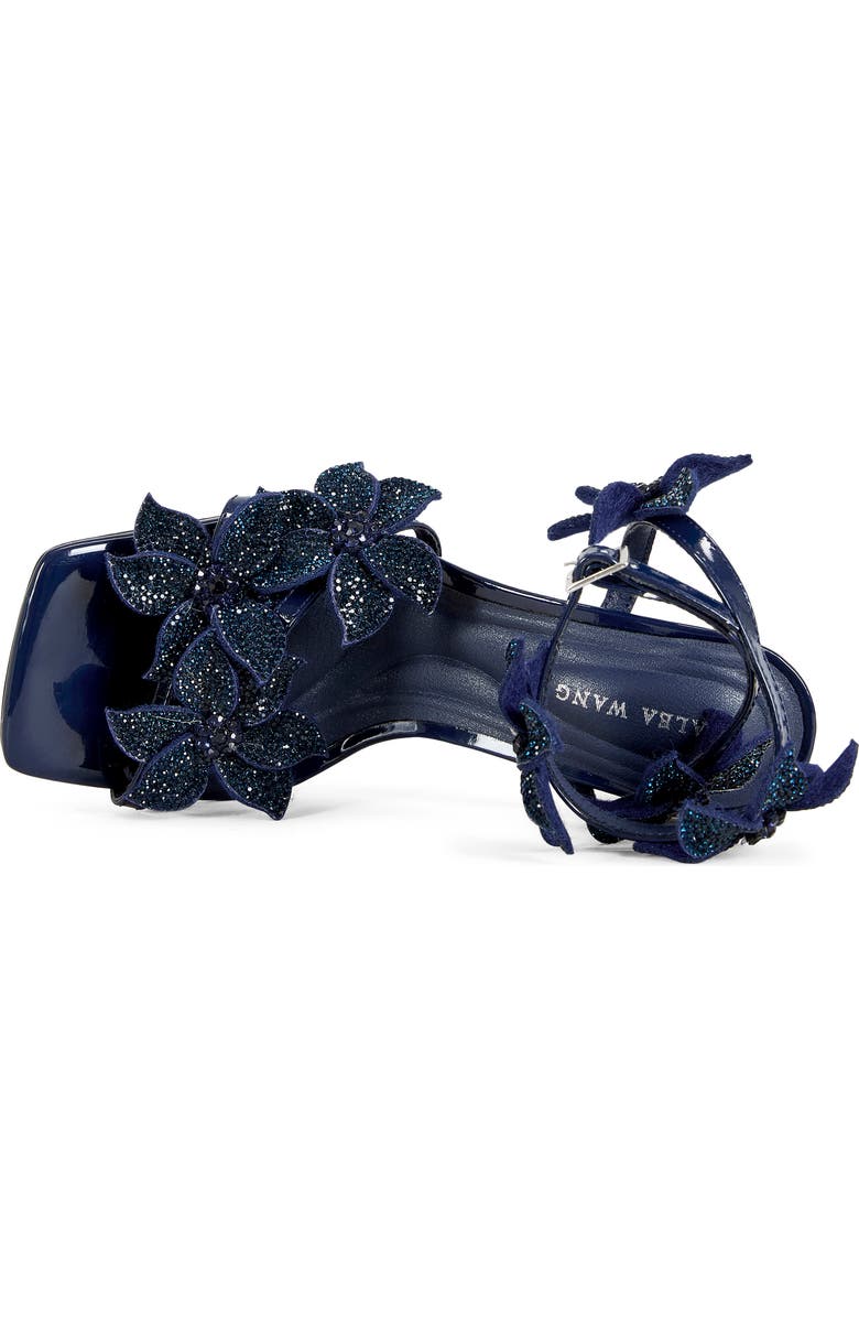 AZALEA WANG Romi Floral Ankle Strap Sandal, Alternate, color, Navy