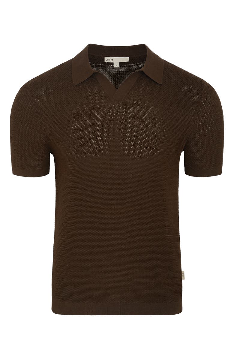 Onia Johnny Collar Cotton Textured Knit Polo, Main, color, Kona