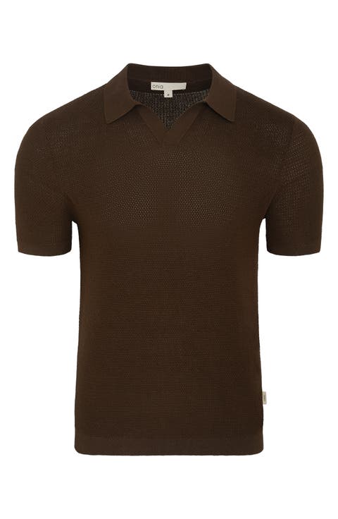 Johnny Collar Cotton Textured Knit Polo