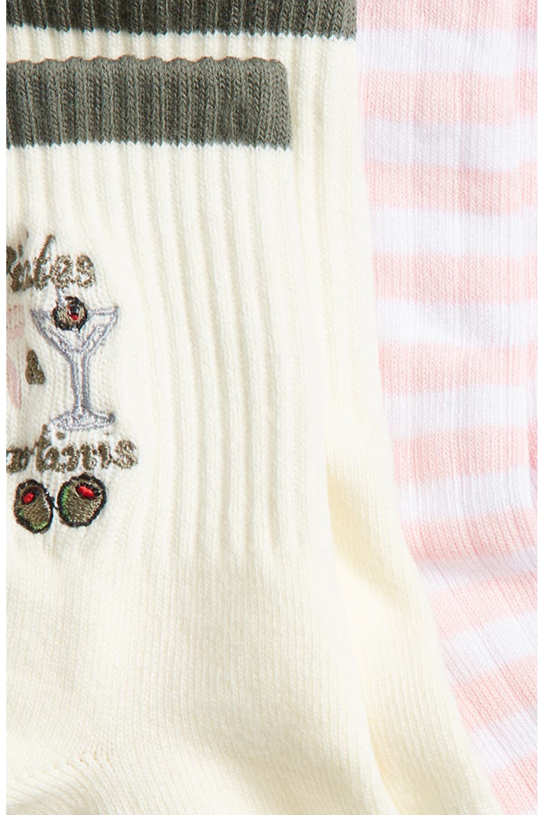 Assorted 2-Pack Cotton Blend Gripper Quarter Socks, Alternate, color, CREAM WHITE/ PINK