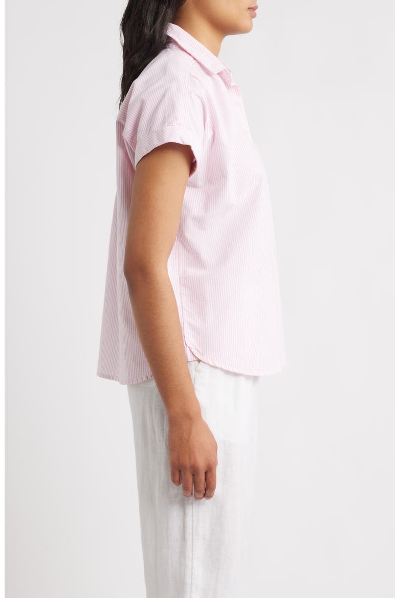 Jamie Stripe Short Sleeve Cotton Shirt, Alternate, color, PINK CHIC
