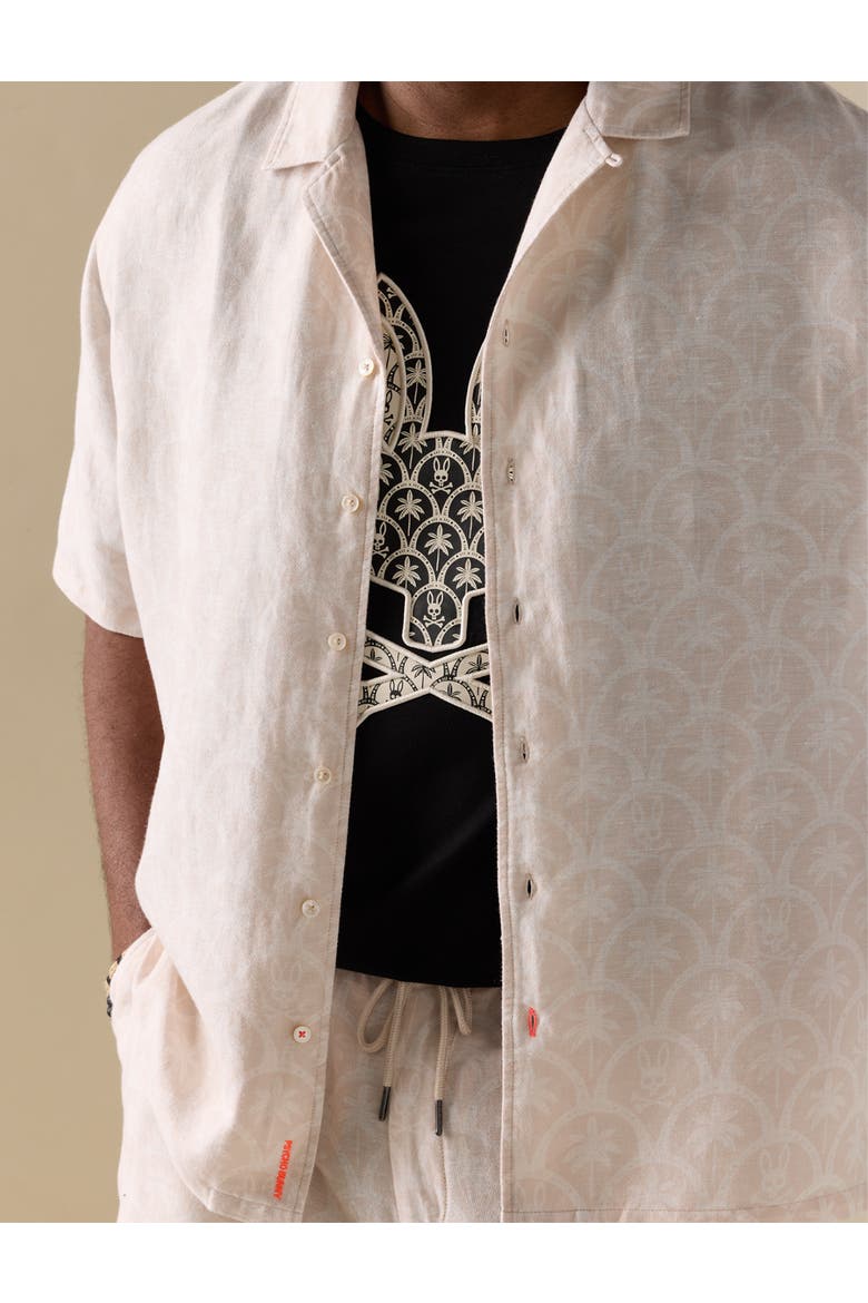 Big & Tall Brad Print Linen-Blend Sport Shirt, Alternate, color, TAN