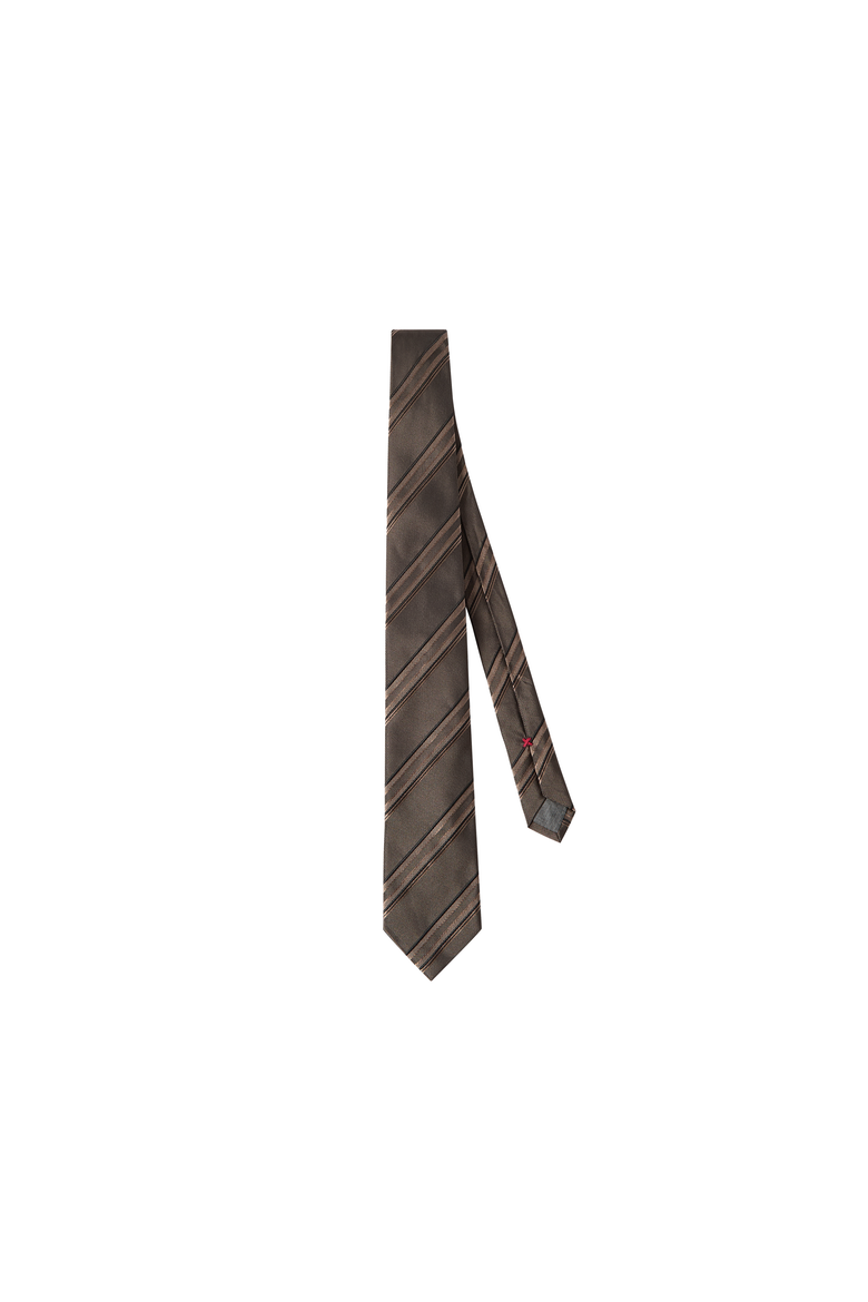 Textured striped silk tie, Alternate, color, Hazelnut