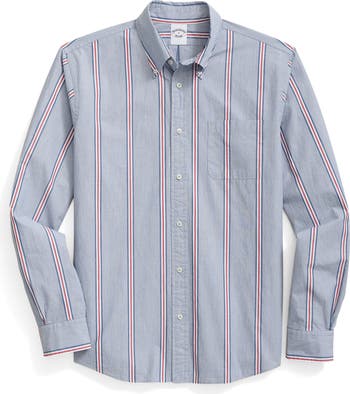 Friday Regular Fit Butcher Stripe Cotton Poplin Button-Down Shirt