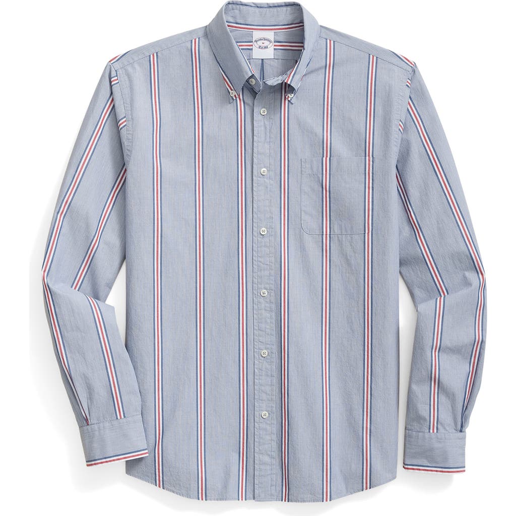 Brooks Brothers Friday Regular Fit Stripe Cotton Poplin Button-down Shirt In Multi