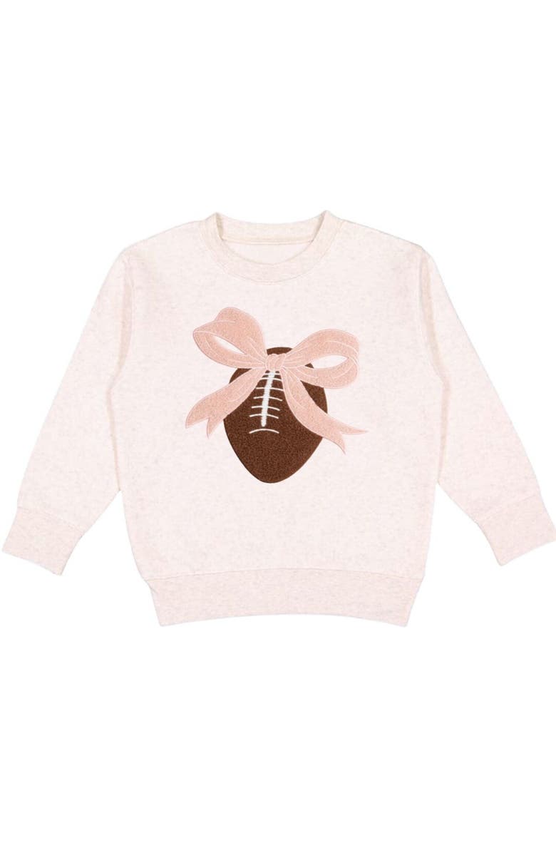 Sweet Wink Bow Football Patch Sweatshirt, Main, color, Natural