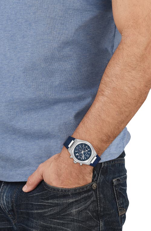 Ferragamo Tonneau Chronograph Silicone Strap Watch, 42mm In Silver